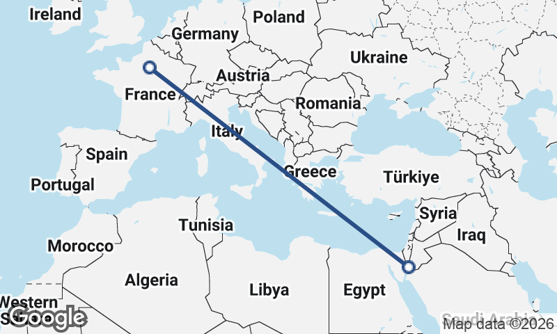 Paris to Al ‘Aqabah