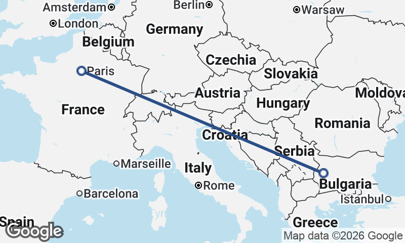 Paris to Sofia