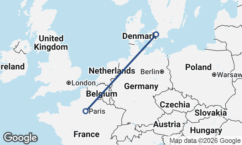 Paris to Copenhagen
