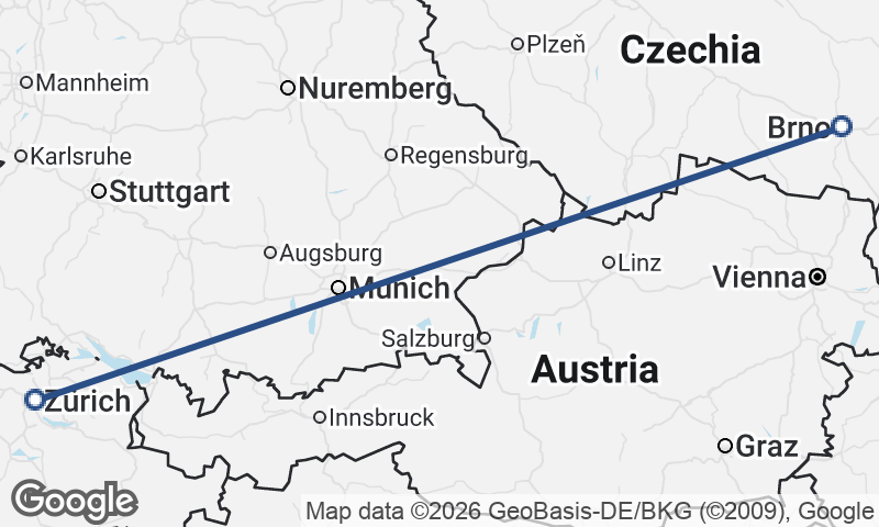 Brno to Zürich