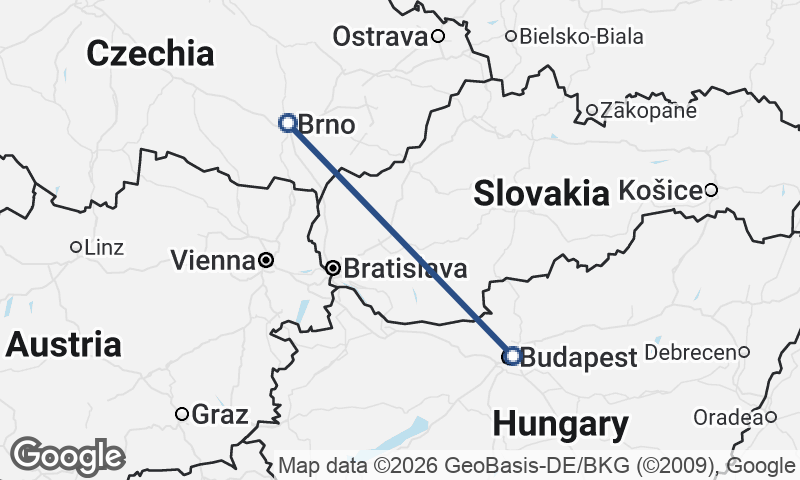 Brno to Budapest