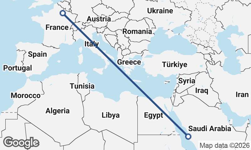 Reims to Jeddah