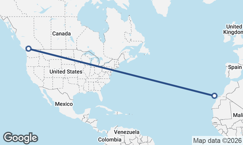 Vancouver to Las Palmas de Gran Canaria