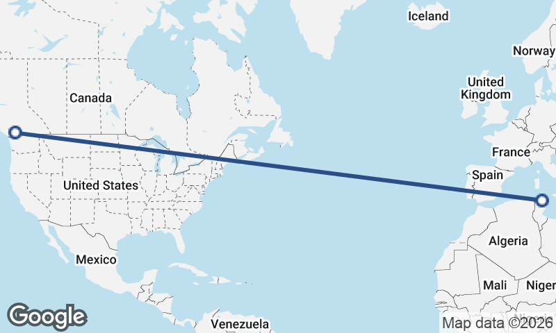 Vancouver to Tunis