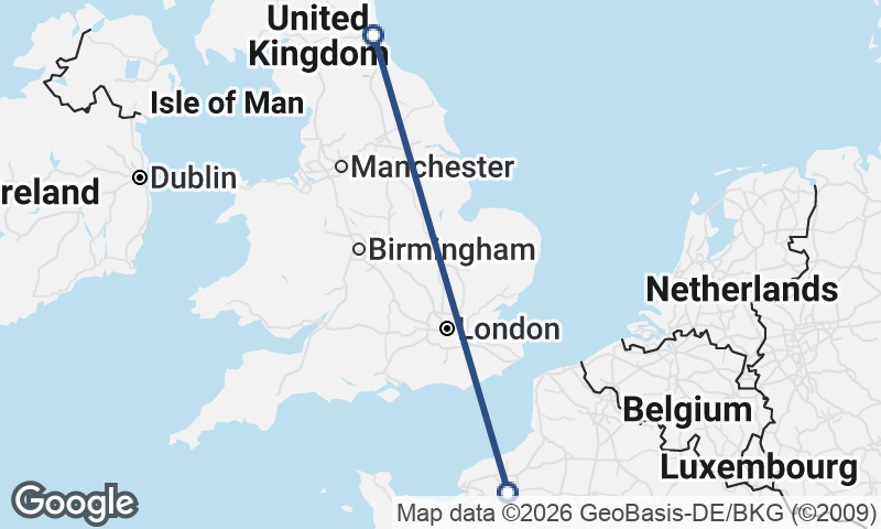 Rouen to Newcastle upon Tyne