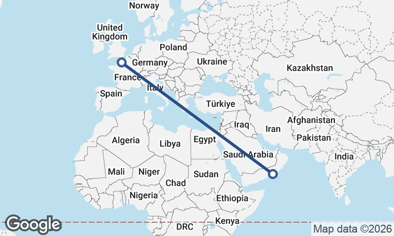 Le Havre to Şalālah