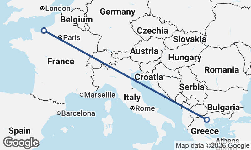 Le Havre to Thessaloníki