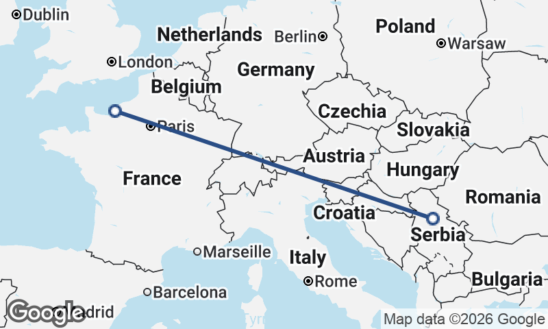Le Havre to Belgrade