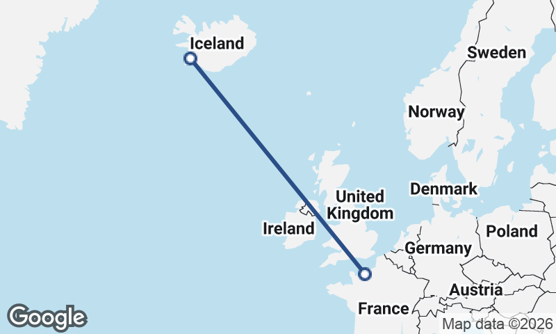 Le Havre to Reykjavík