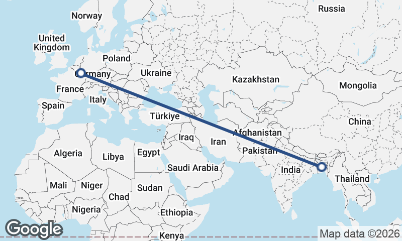 Luxembourg City to Dhaka