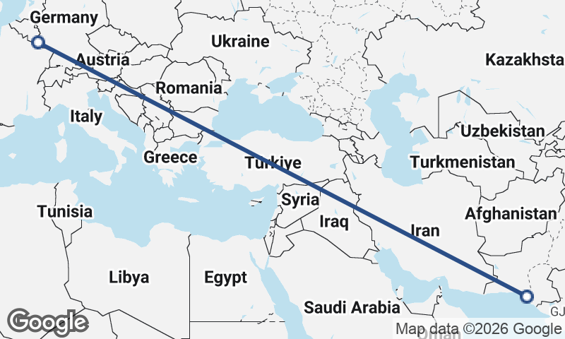 Luxembourg City to Karachi