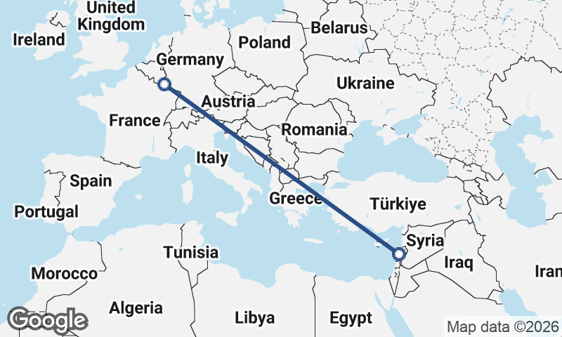 Luxembourg City to Beirut