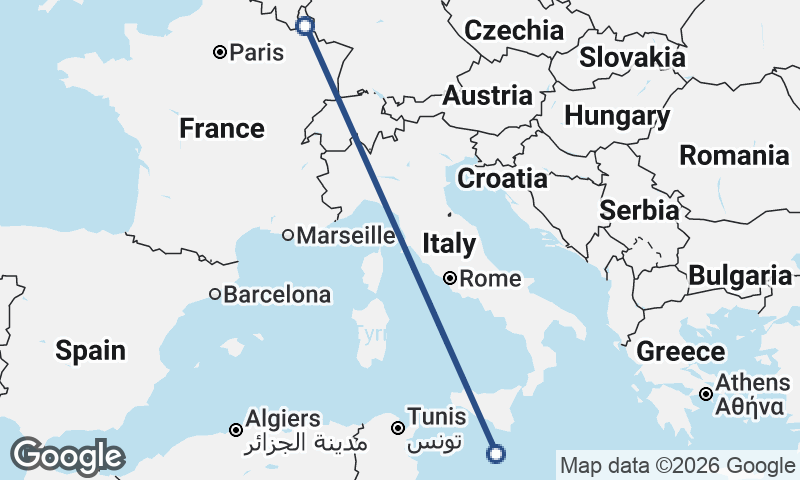 Luxembourg City to Valletta