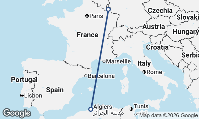 Luxembourg City to Algiers