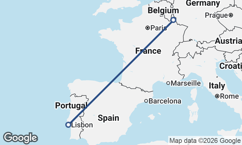 Luxembourg City to Lisbon