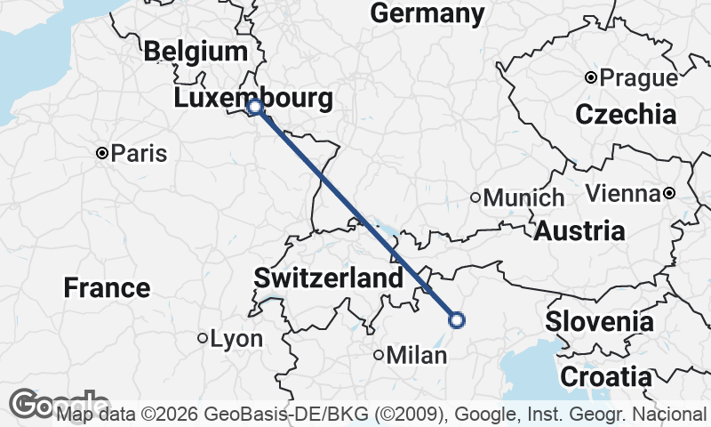 Luxembourg City to Trento