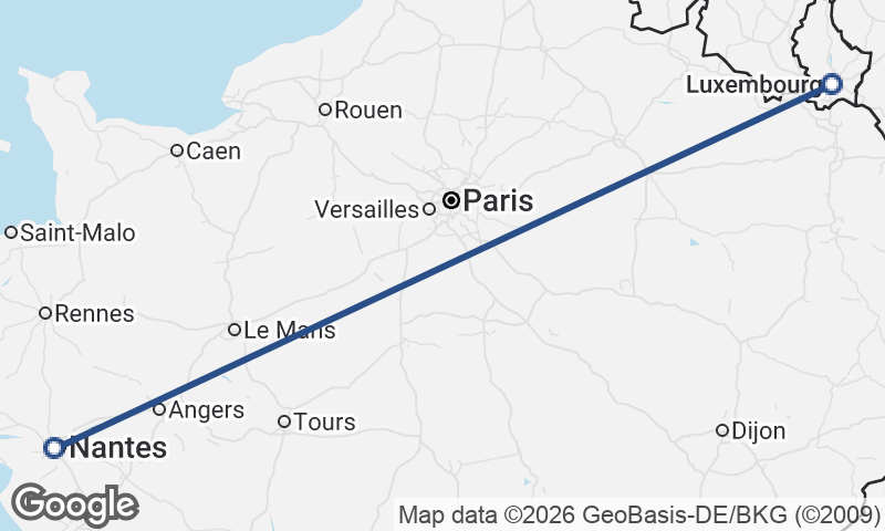 Luxembourg City to Nantes