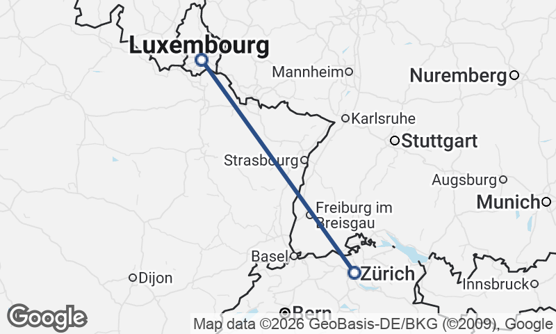 Luxembourg City to Zürich