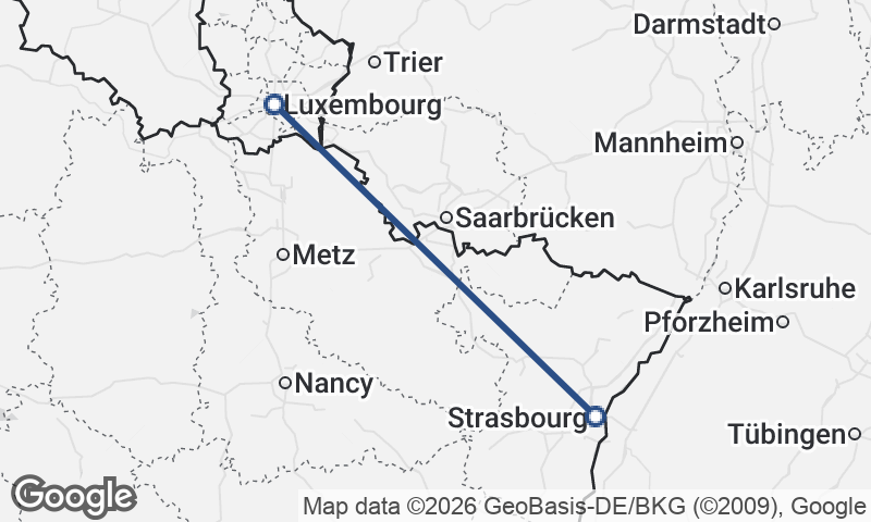 Luxembourg City to Strasbourg