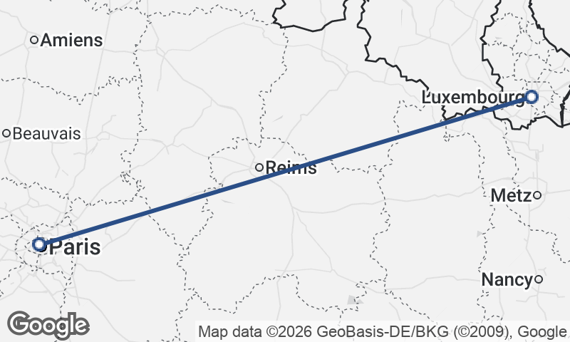 Luxembourg City to Paris