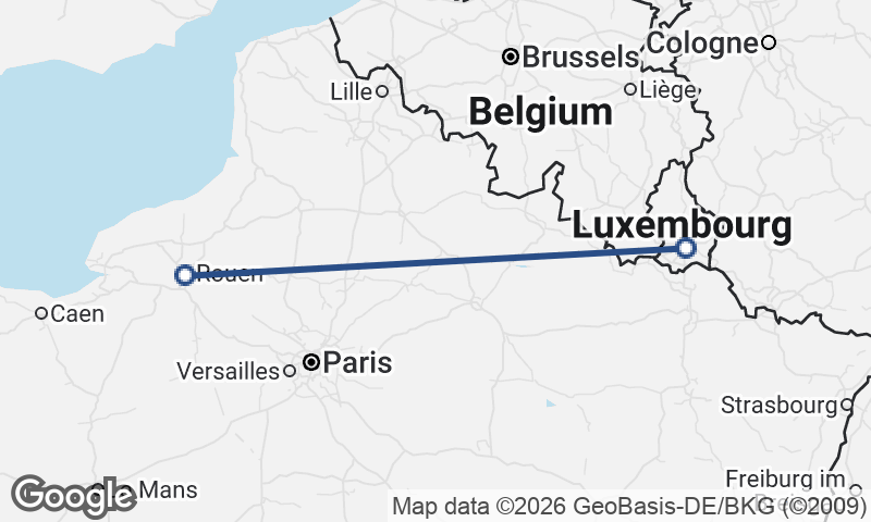 Luxembourg City to Rouen