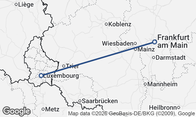 Luxembourg City to Frankfurt
