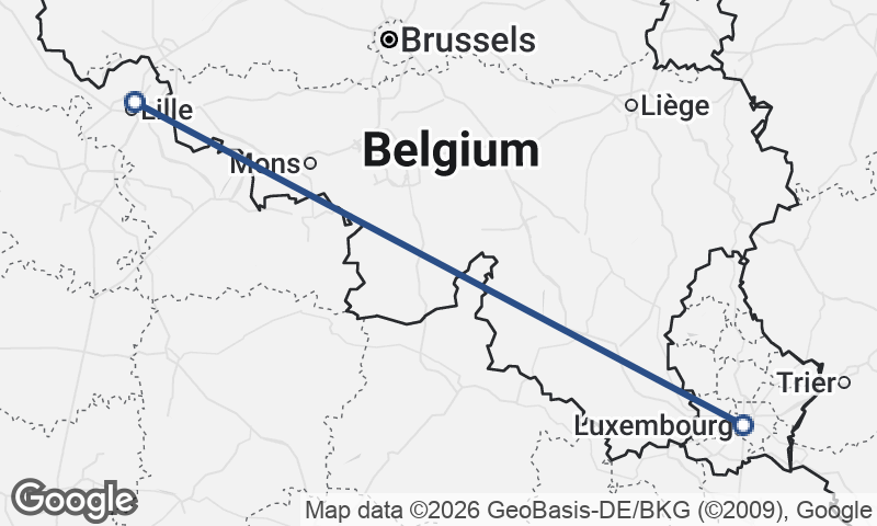 Luxembourg City to Lille