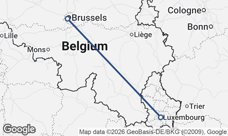 Luxembourg City to Brussels