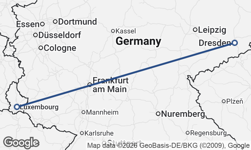 Luxembourg City to Dresden