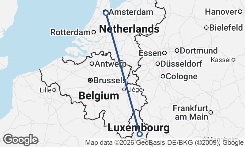 Luxembourg City to Amsterdam
