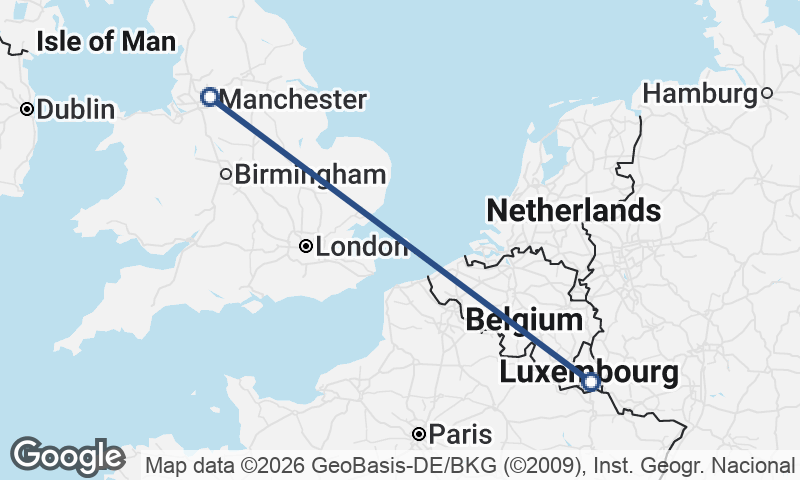 Luxembourg City to Manchester