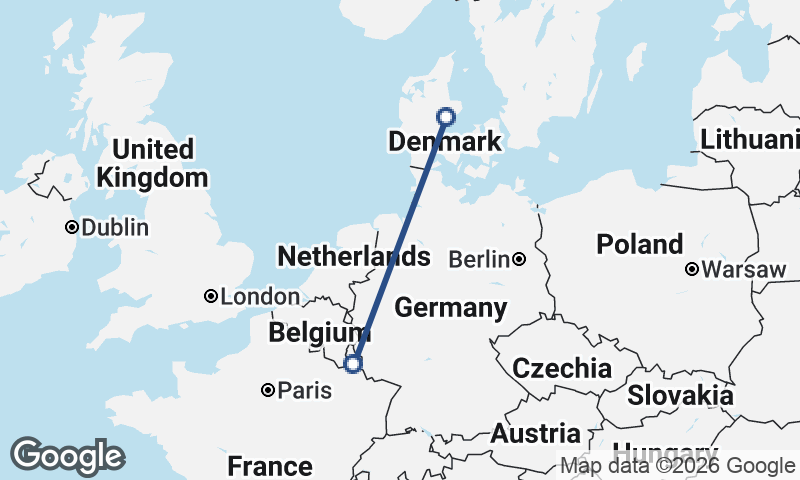 Luxembourg City to Aarhus