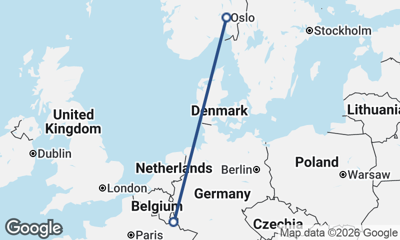 Luxembourg City to Oslo