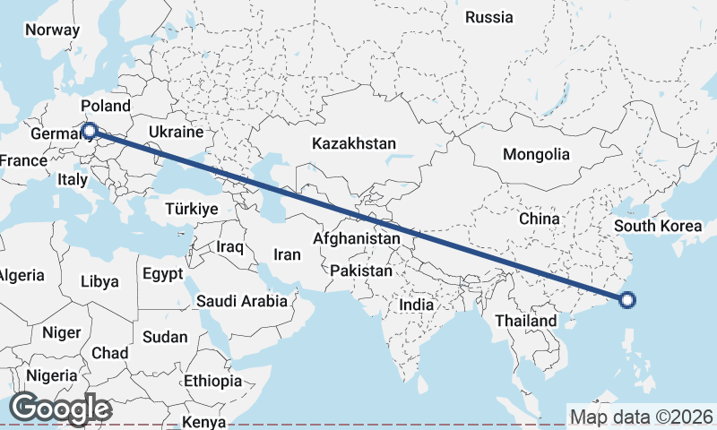 Czech Republic to Taiwan