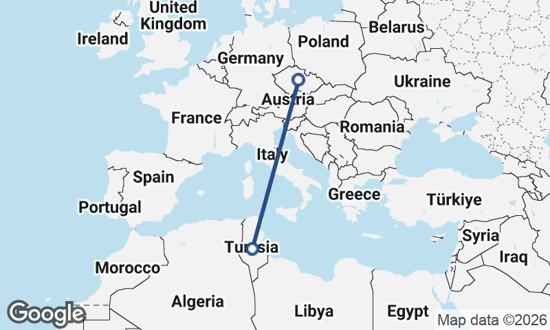 Czech Republic to Tunisia