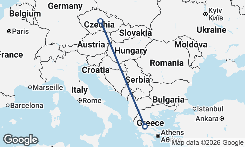 Czech Republic to Greece