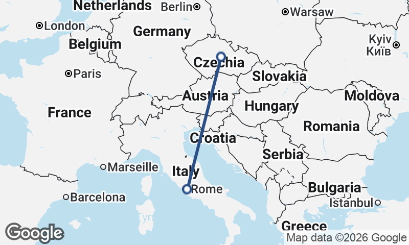 Czech Republic to Italy