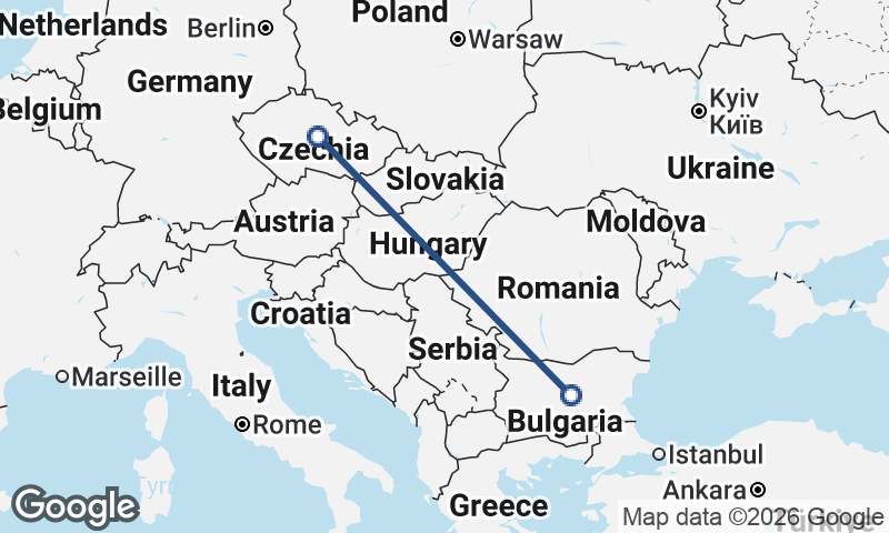Czech Republic to Bulgaria