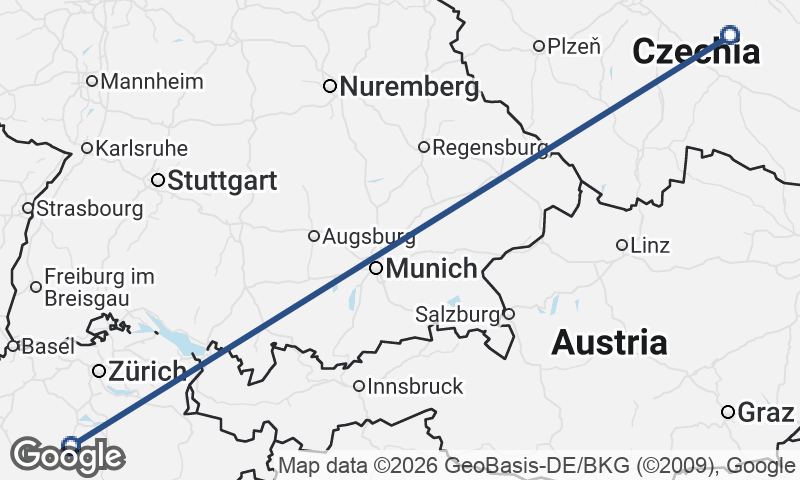Czech Republic to Switzerland