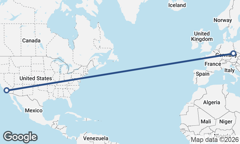 Prague to Los Angeles