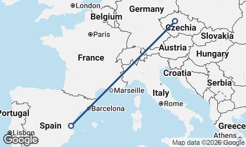 Prague to Valencia