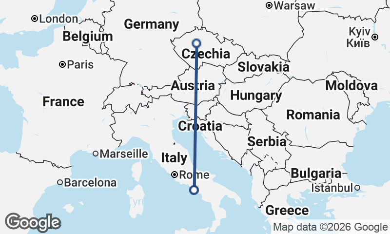 Prague to Naples