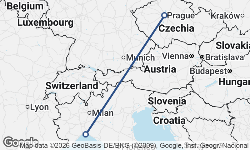 Prague to Genoa