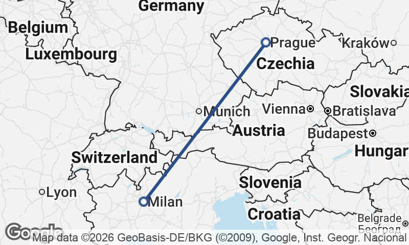 Prague to Milan