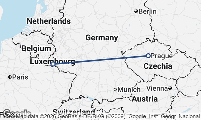 Prague to Luxembourg City