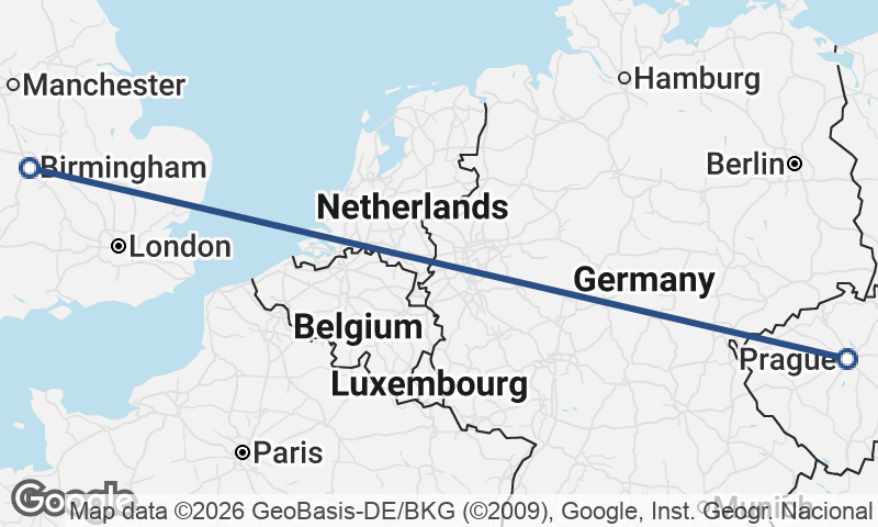 Prague to Birmingham