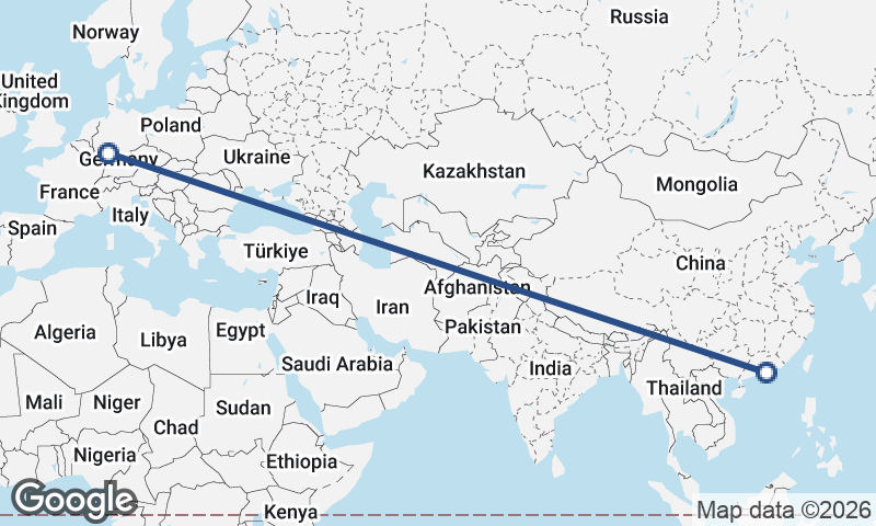 Frankfurt to Hong Kong