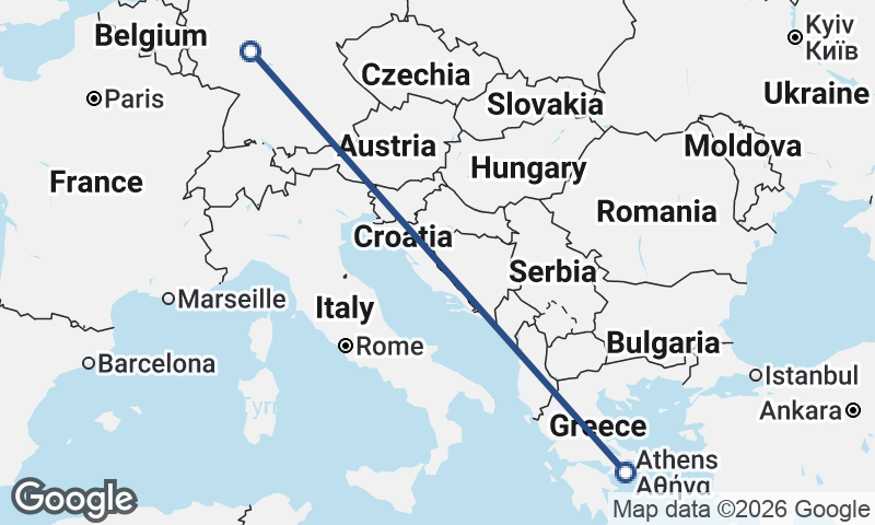 Frankfurt to Athens