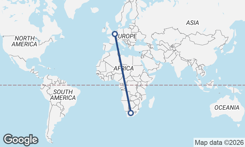 Belgium to South Africa