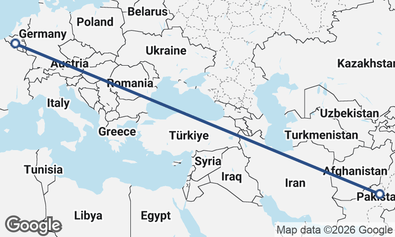 Belgium to Pakistan